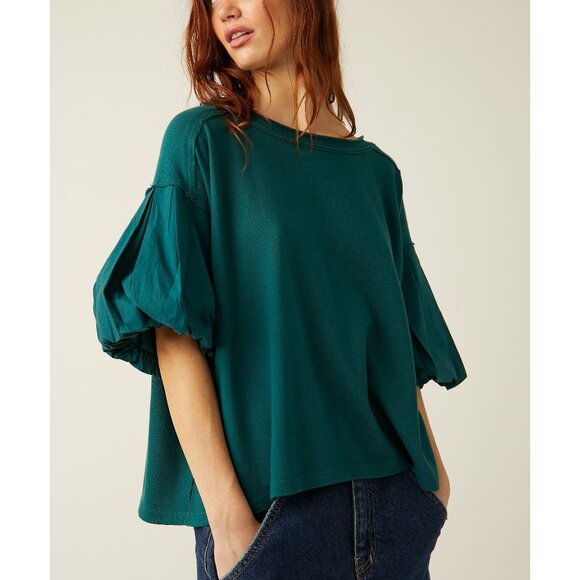 Free People Tops - Free People Teal Short Sleeve Top